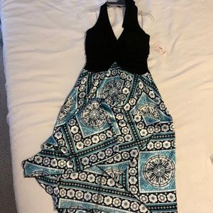 Halter dress with silky Handkerchief bottom